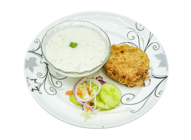 Anda Tikki With Mix Raita Salad